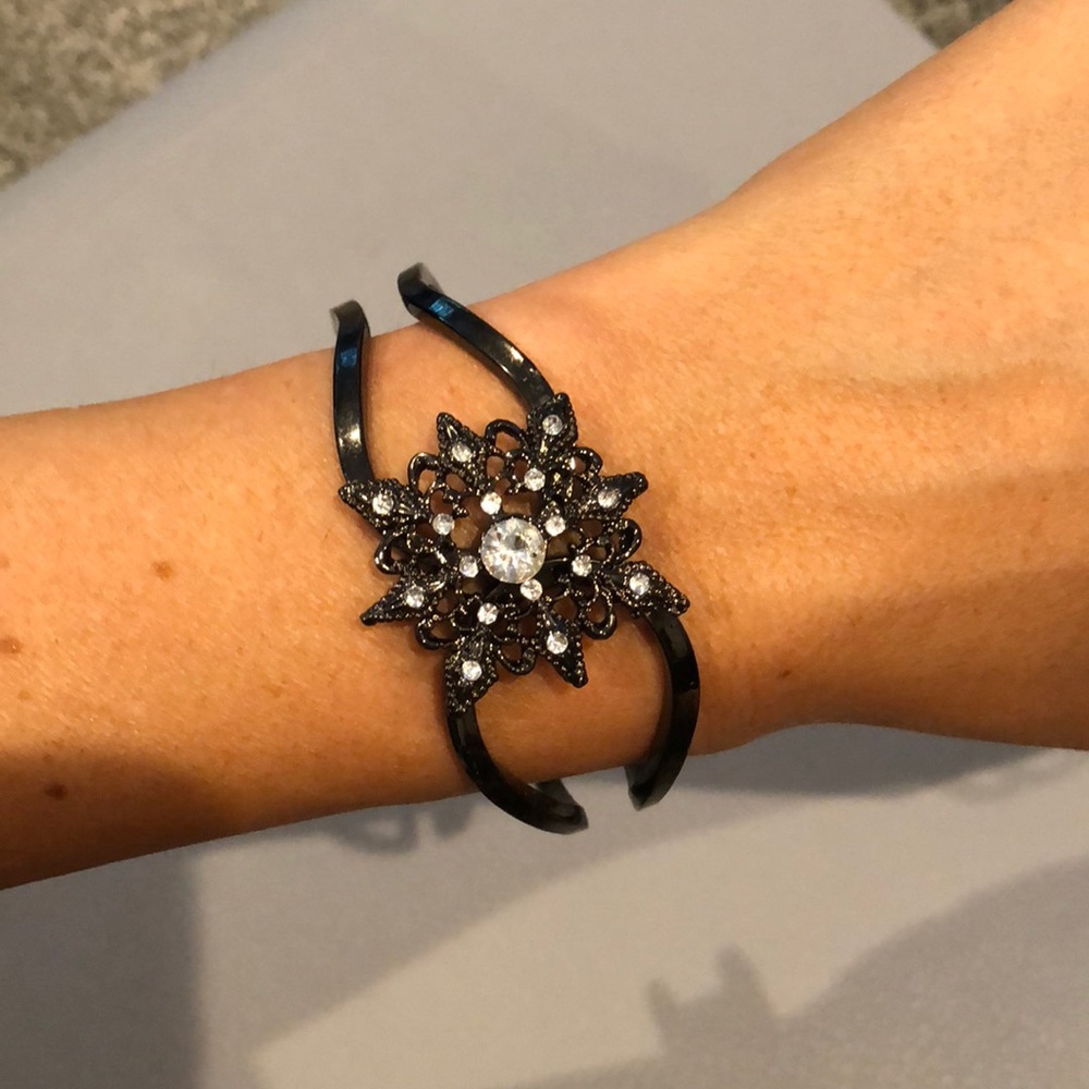 Black metal costume cuff bracelet